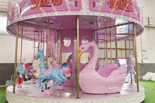 Brand New Pink 12-korsi Kids Hiburan Merry Go Babak Kuda pikeun Diobral