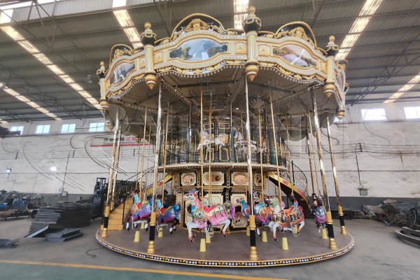 48-seater 2 layer carousel ride at factory