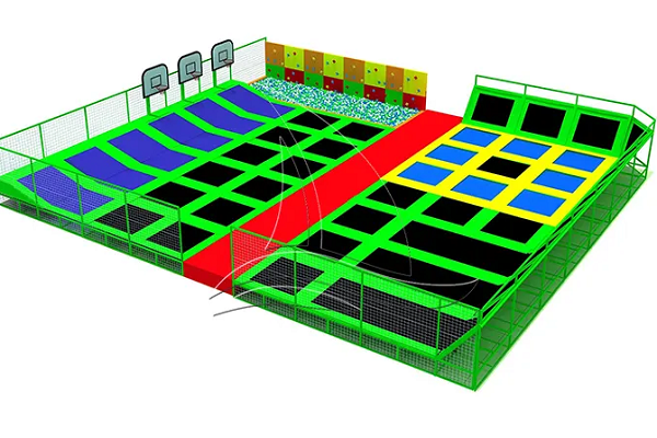 Trampolinpark med fritt hoppområde