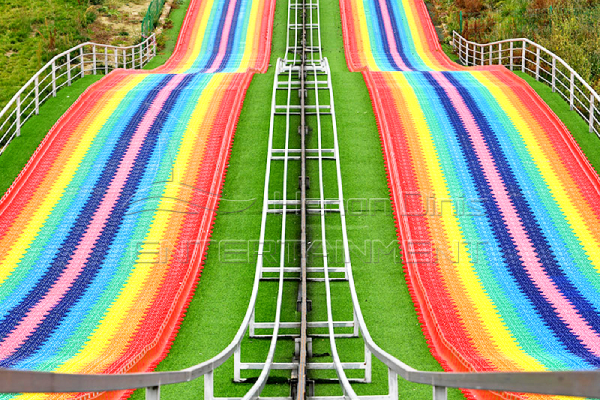 Double-lane Dry Snow Rainbow Slides Outdoors