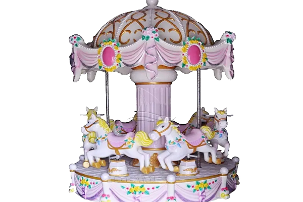 Pink 6-seat Small Carousel Merry Go Round for Kiddies